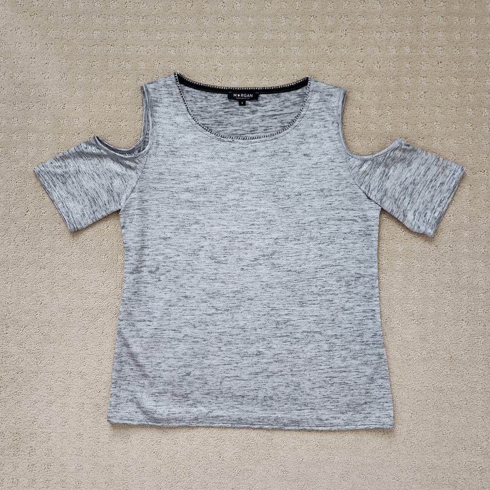Morgan De Toi Women's Gray Cold Shoulder Top